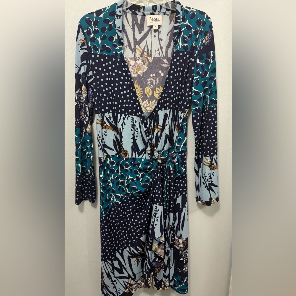 Leota Blue and Green Long Sleeve Sundress